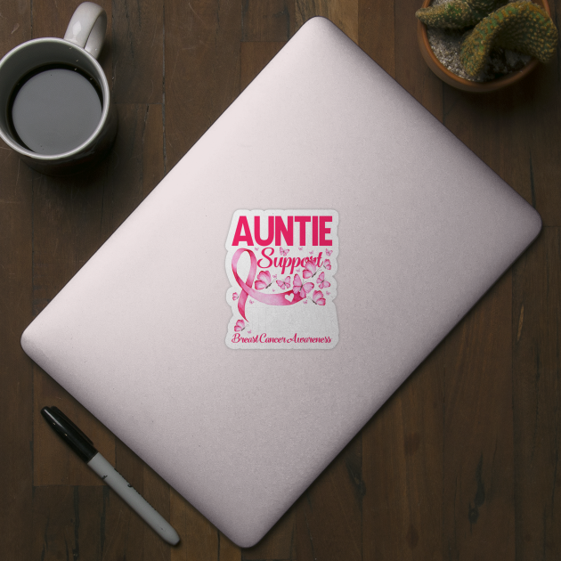 Auntie Support Team Breast Cancer Awareness Butterfly by CarolIrvine